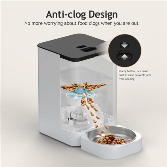 Automatic Cat Feeders-Timed Pet Feeder for Cats and Dogs with Dry Food Dispenser - Picture 3 of 6